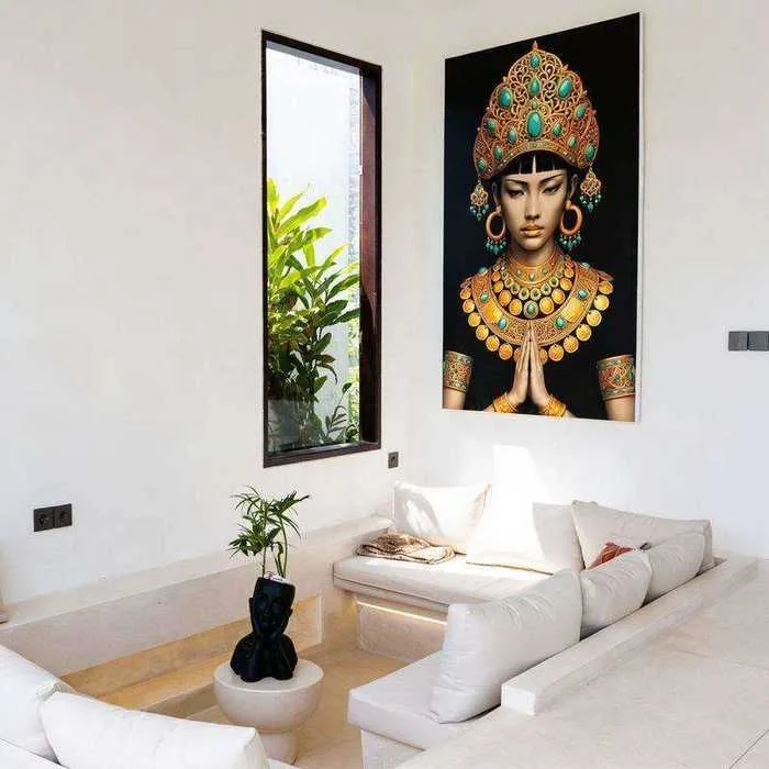 Villa Sayan 3 sunken lounge with Balinese art