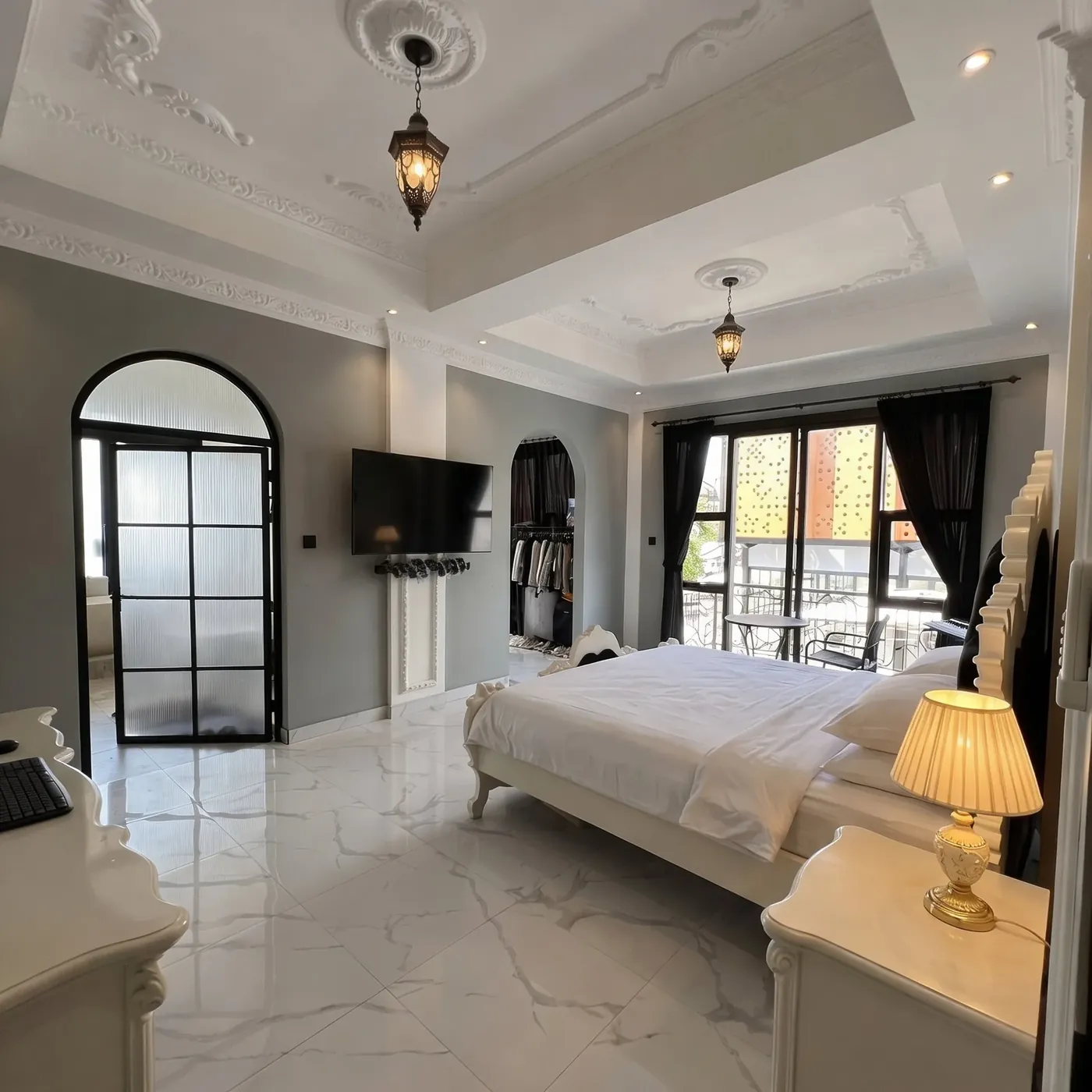 Master bedroom with baroque furniture