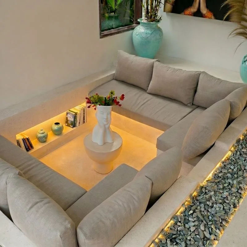 Villa Sayan sunken lounge with LED lighting