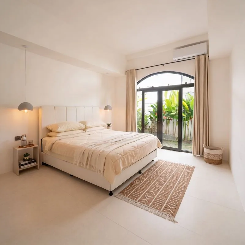 Villa Sayan main bedroom with arched doors