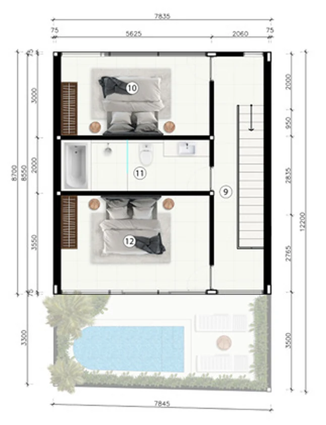 Type A second floor plan
