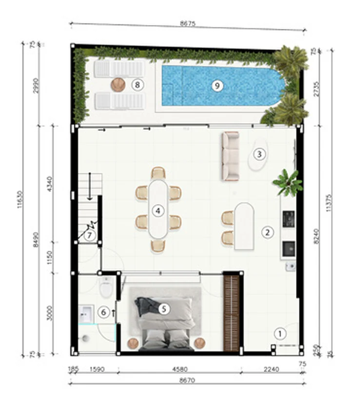 Type B ground floor plan