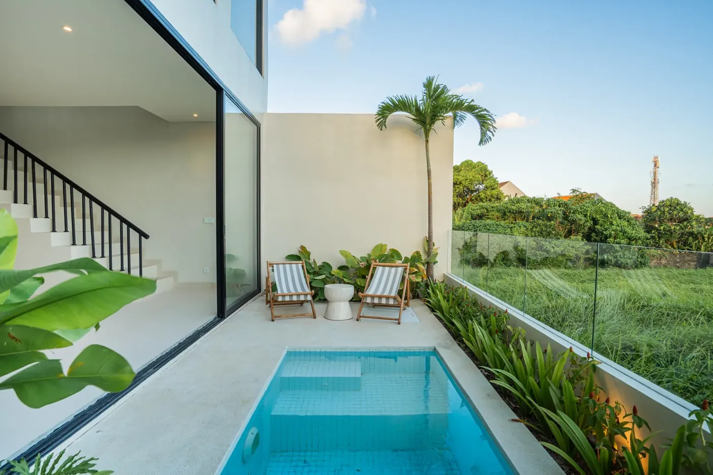 Type A pool with rice-field view