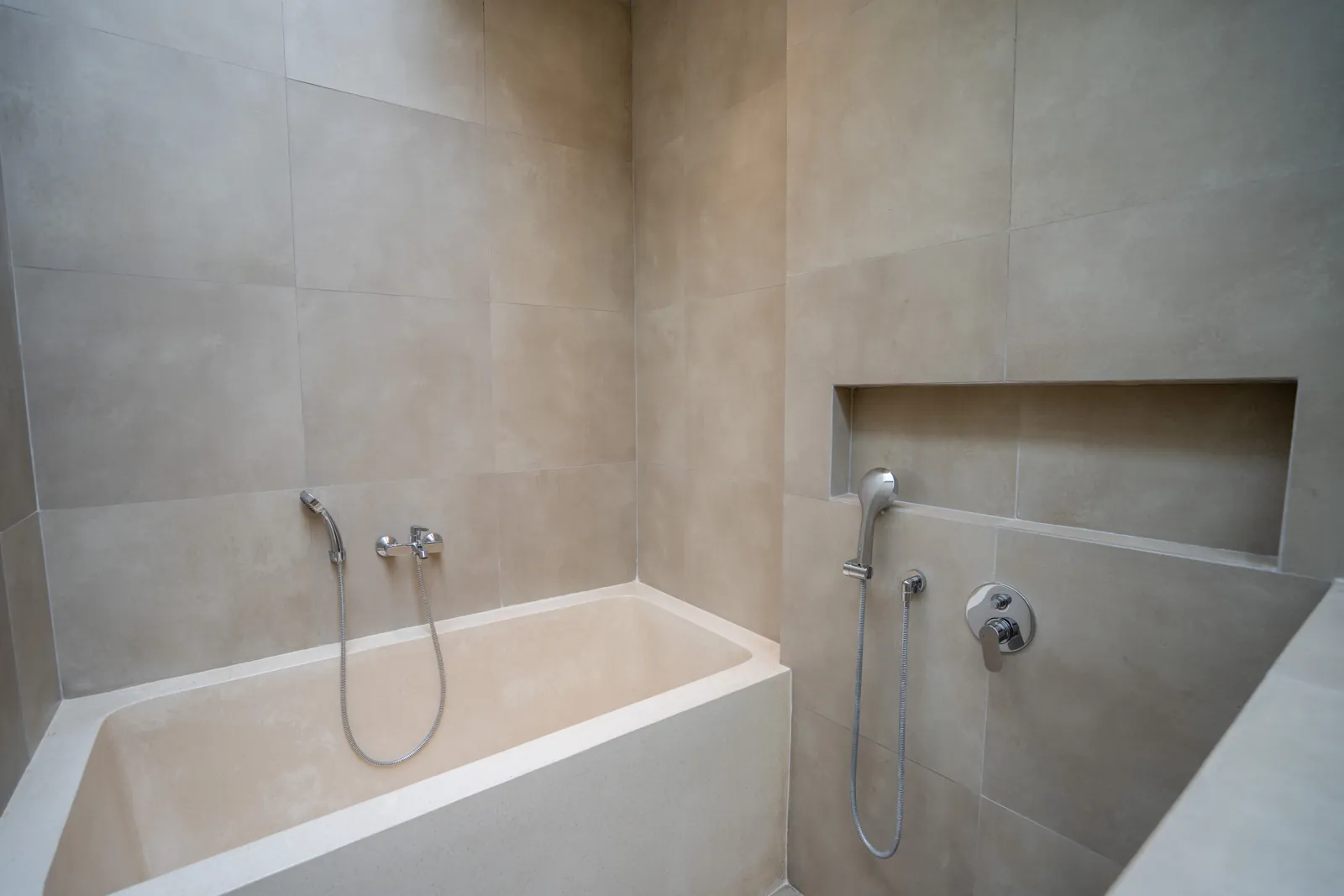 Type A bathroom with bathtub and rain shower