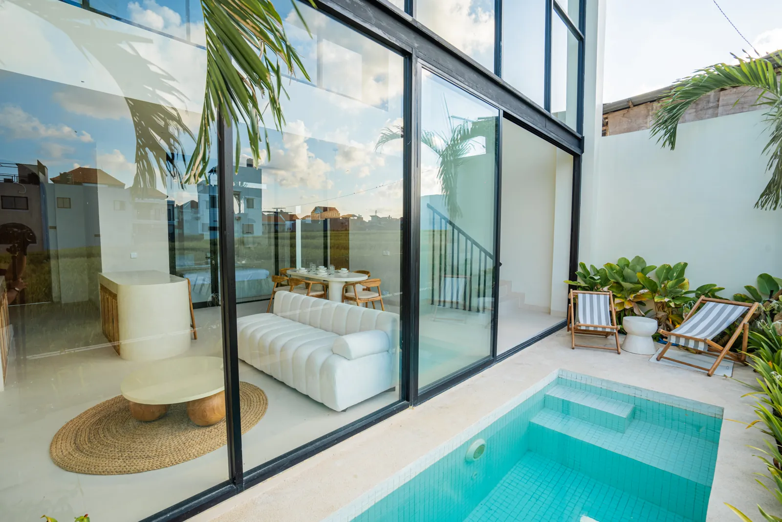 Type B pool with loungers