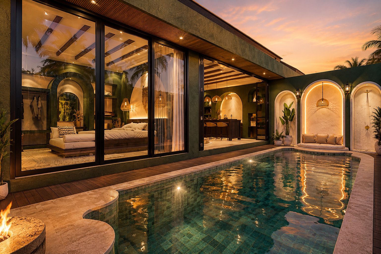 1BR private pool villa at sunset — Medusa Villas Ubud