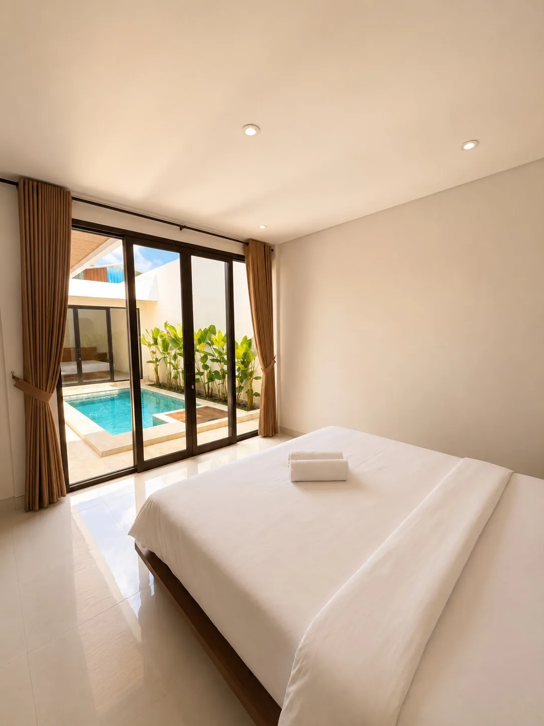 Villa Kangkang bedroom with pool view